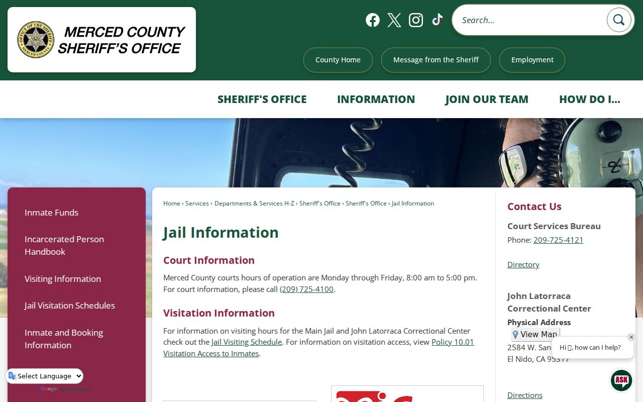 Merced County jail information and booking resources