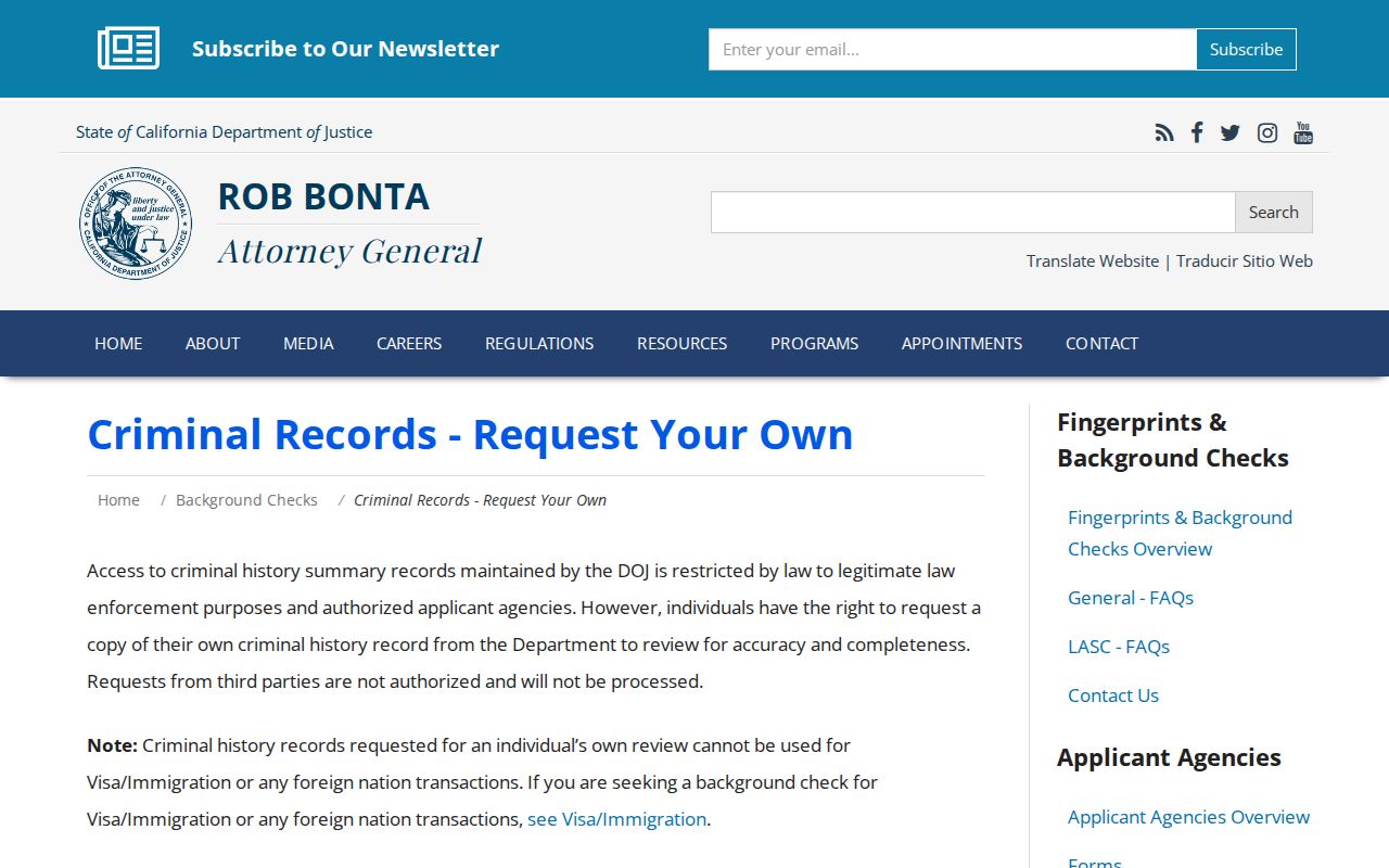 Merced County criminal history California DOJ record review